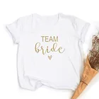 Женская футболка с надписью Team Bride, футболка с графическим принтом для девичника, свадьбы, вечеринки, Харадзюку, футболки с коротким рукавом