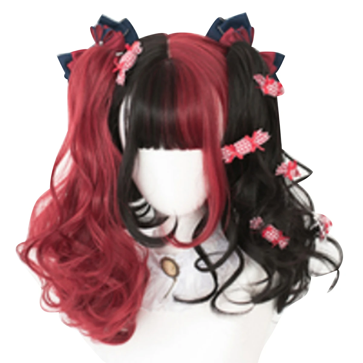 65CM Ponytail Косплей микс Харадзюку 30 см/65 см Лолита Омбре черный смешанный красный термостойкие челки косплей синтетический парик+ шапка - Цвет: 65CM Ponytail