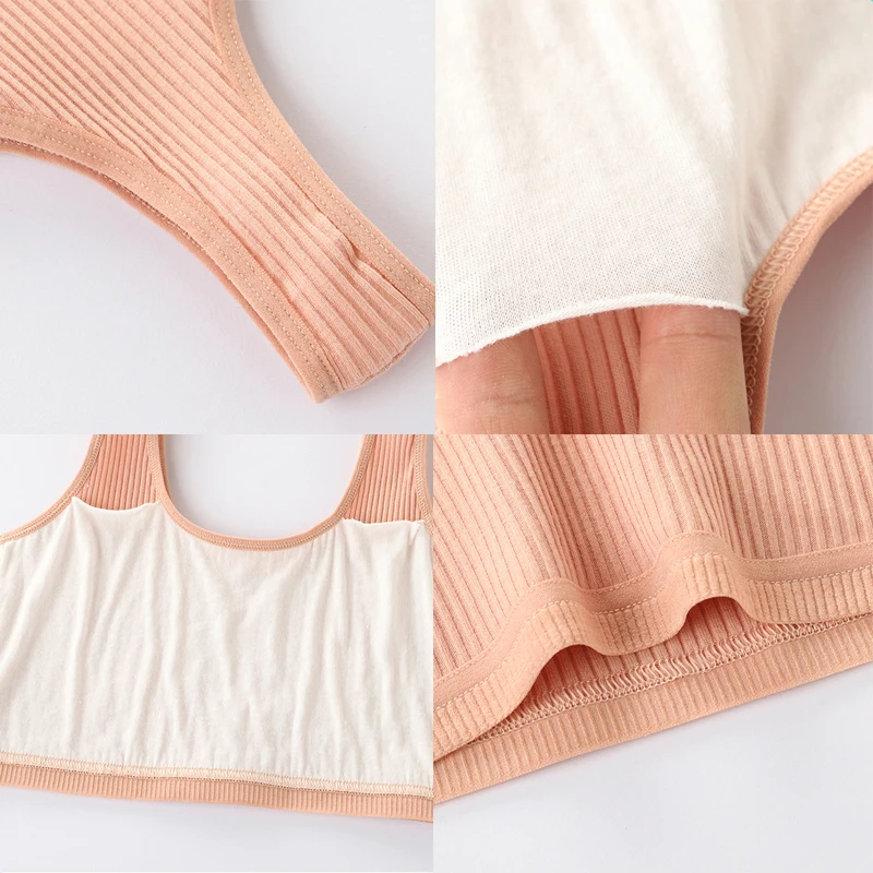 

Solid Stripe Girls' Small Vest Breathable Teenage Camisole Teen Underwear Absorb Sweat Girls Bra Training Lingerie Anti Peering