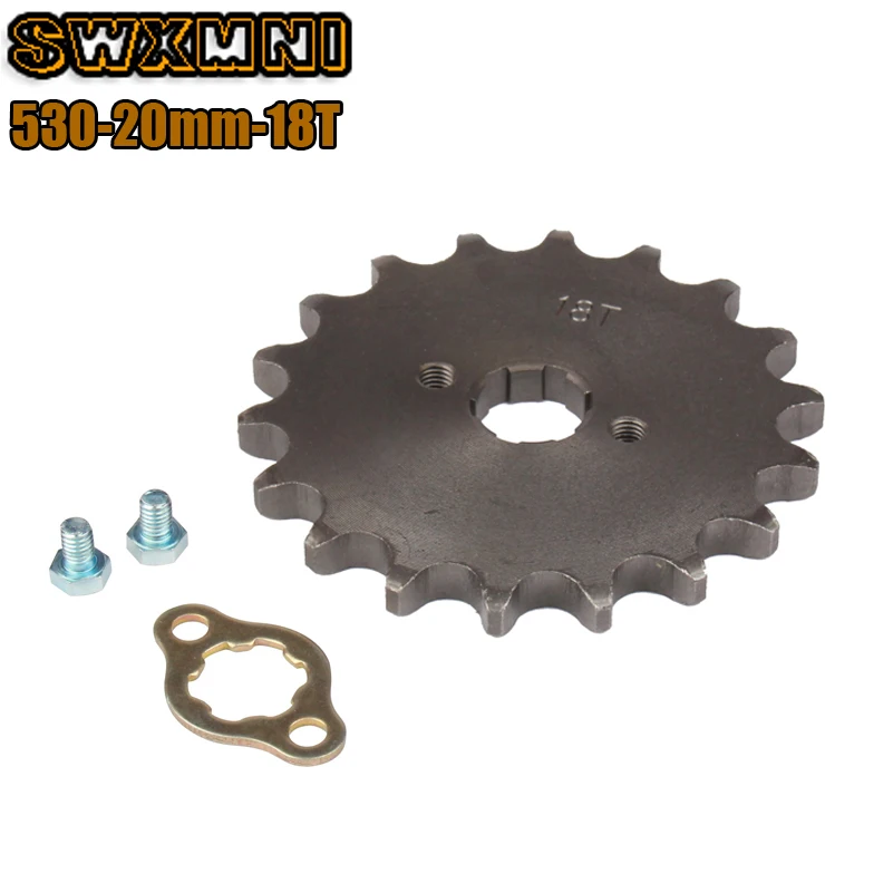

Передняя Звездочка двигателя, 18 зубьев, 20 мм, с фиксатором, для мотоцикла 530, кроссового велосипеда, питбайка, квадроцикла