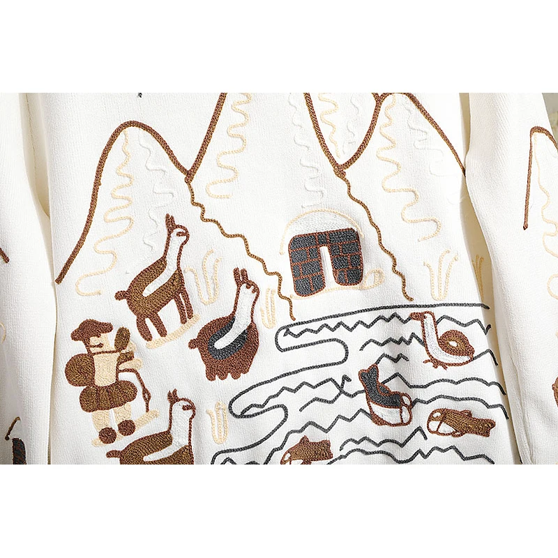 

Autumn Fashion Black White Gray Knit Outfits Female Embroidery Cardigan Sweater Pencil Pants Tracksuits Female Loose Knitted Set