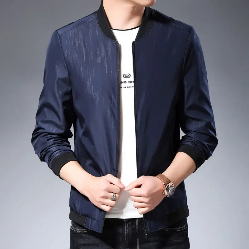 

Jackets Men Solid O-Neck Zipper All-match Large Size 4XL High Quality Korean Style Daily Causal Mens Coat Fashion Ulzzang Chic