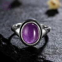 925 sterling silver 8x10mm amethyst wedding rings for women charms jewelry girls party anniversary birthday present wholesale