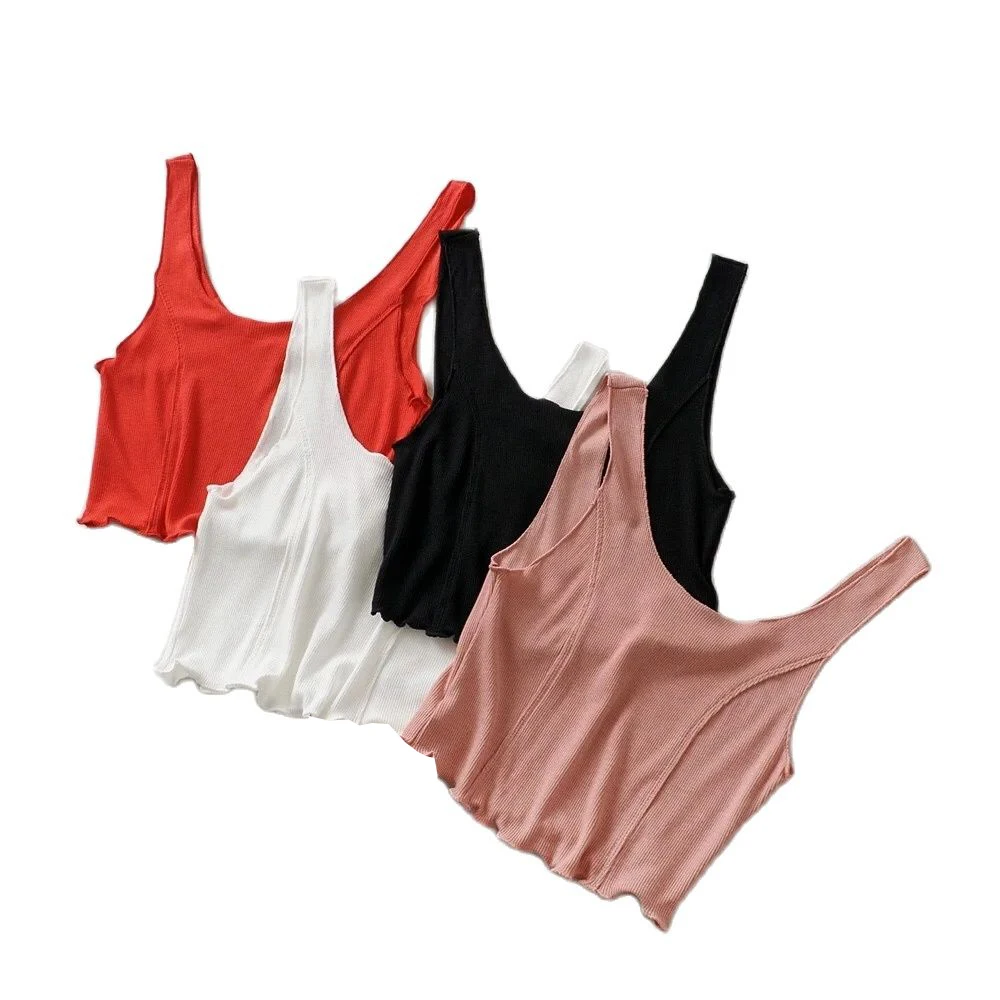 

2021 summer women sleeveless Pullovers Knit vest casual slim Tank Top sweater female Cropped Strap Knitwear Camisole crop top