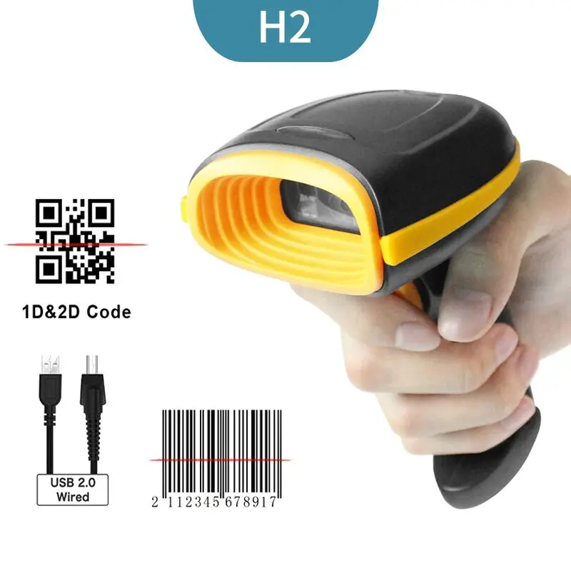 2D сканер штрих кода H1 H1W H2 H2WB проводной беспроводной считыватель кодов bluetooth usb для