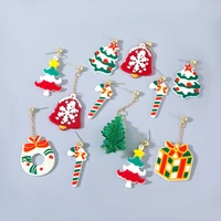 2021 wholesale christmas series resin christmas tree bell cane garland gift earrings for female earrings