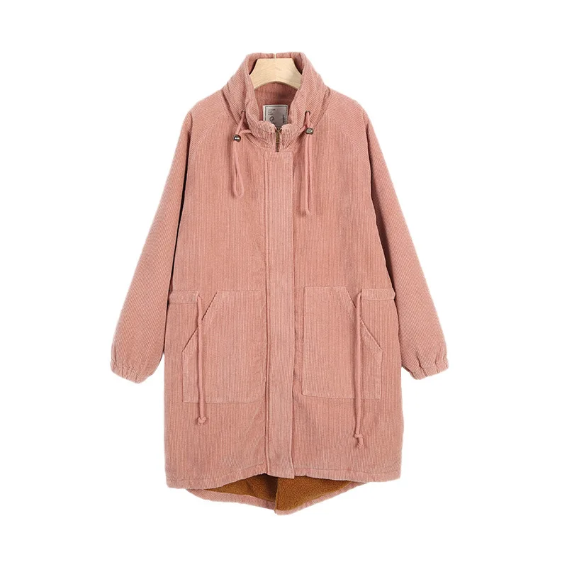 Вельветовая длинная одежда с хлопковой подкладкой Дамское пальто из овечьей