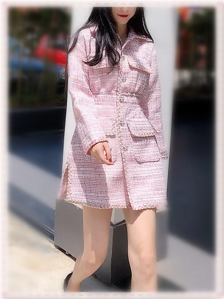 

fragrance New dress small tweed with pink temperament dress