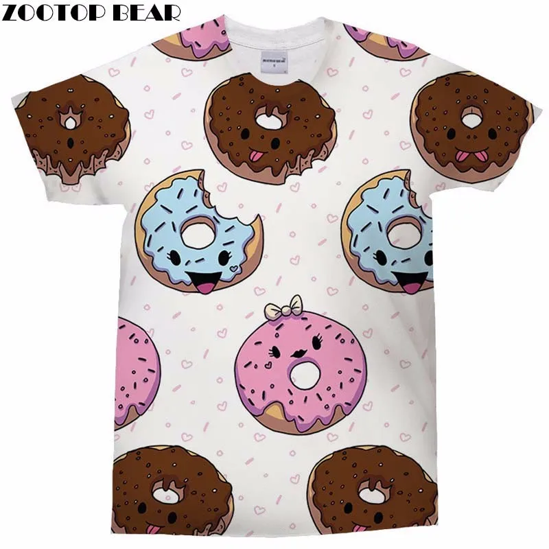 Мужская футболка с объемным принтом изображением пончика модная мужская