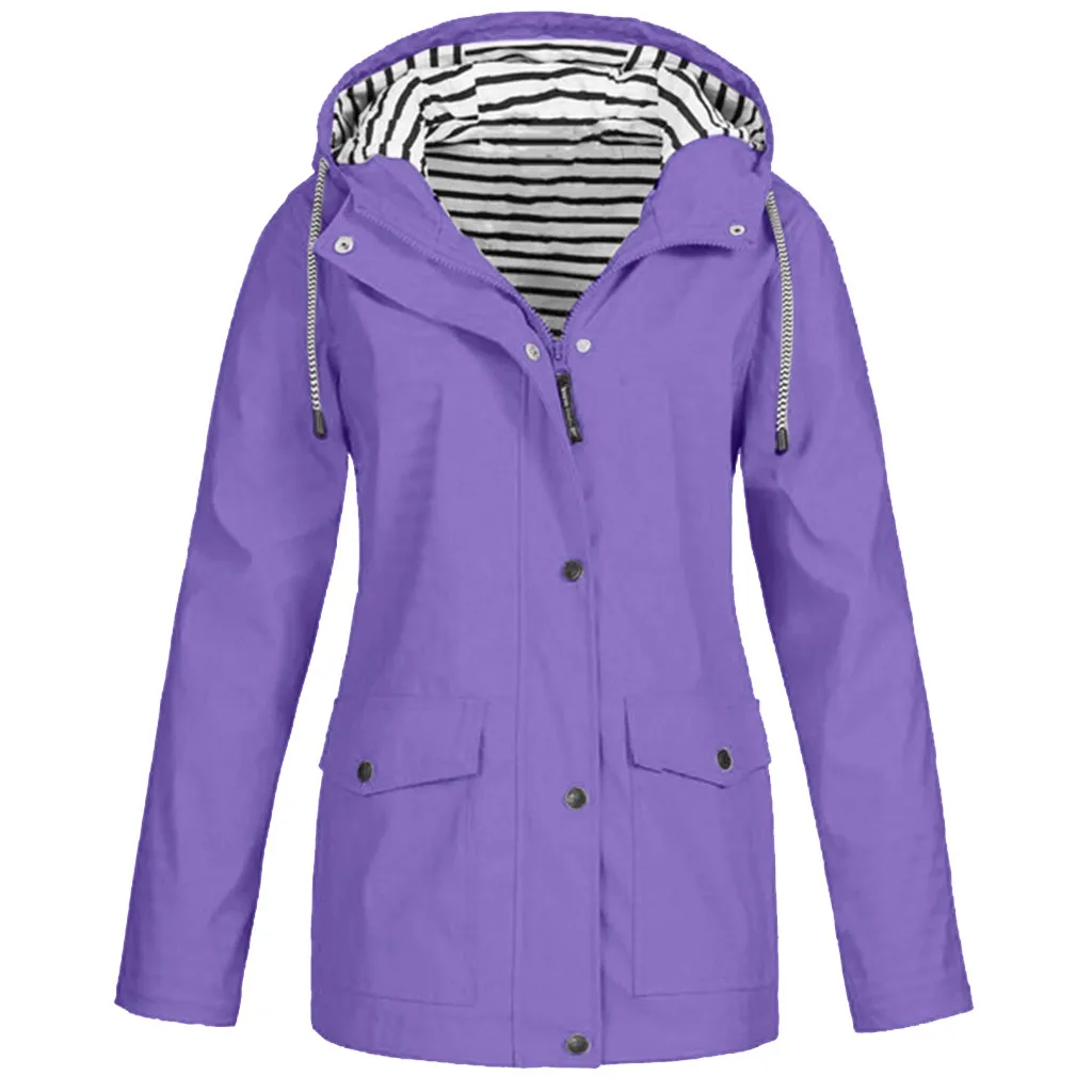 Женская водоотталкивающая туника элегантный дождевик с капюшоном 14 цветов