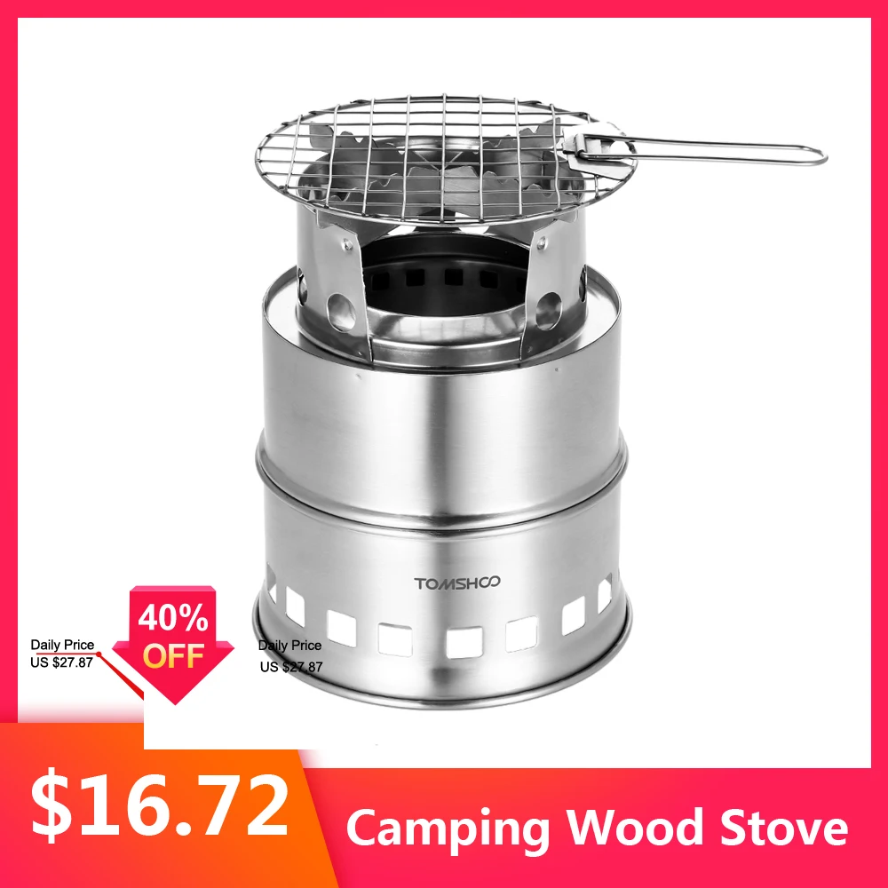 TOMSHOO Wood Burning Stove Camping Wood Stove Windproof Portable Outdoor Folding Stove for Backpacking Survival Cooking Picnic