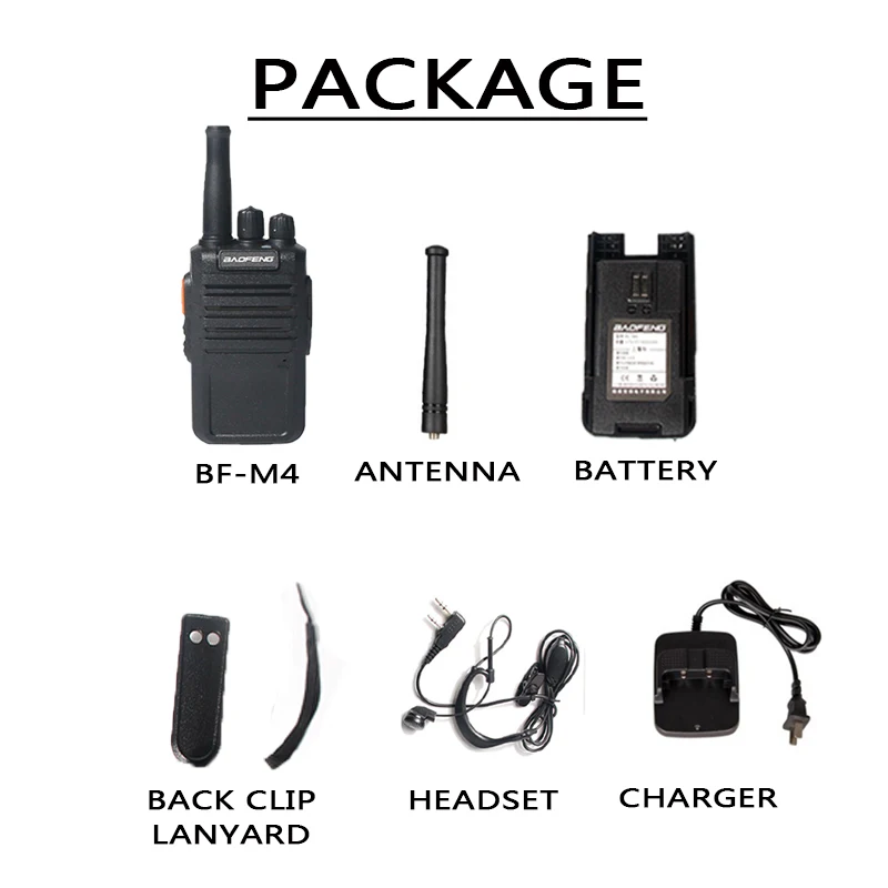 Baofeng BF-M4 5W 5800mAh high power Portable Walkie Talkie USB Charging High frequency Long Range Standby Time Two Way Radio