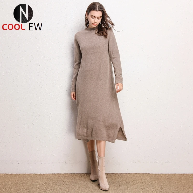 

Autumn and winter new cashmere dress loose women's bottoming shirt 100% pure cashmere