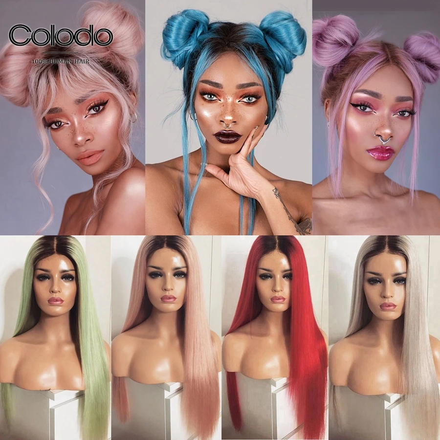 COLODO эффектом деграде (переход от темного к Синтетические волосы на кружеве парик