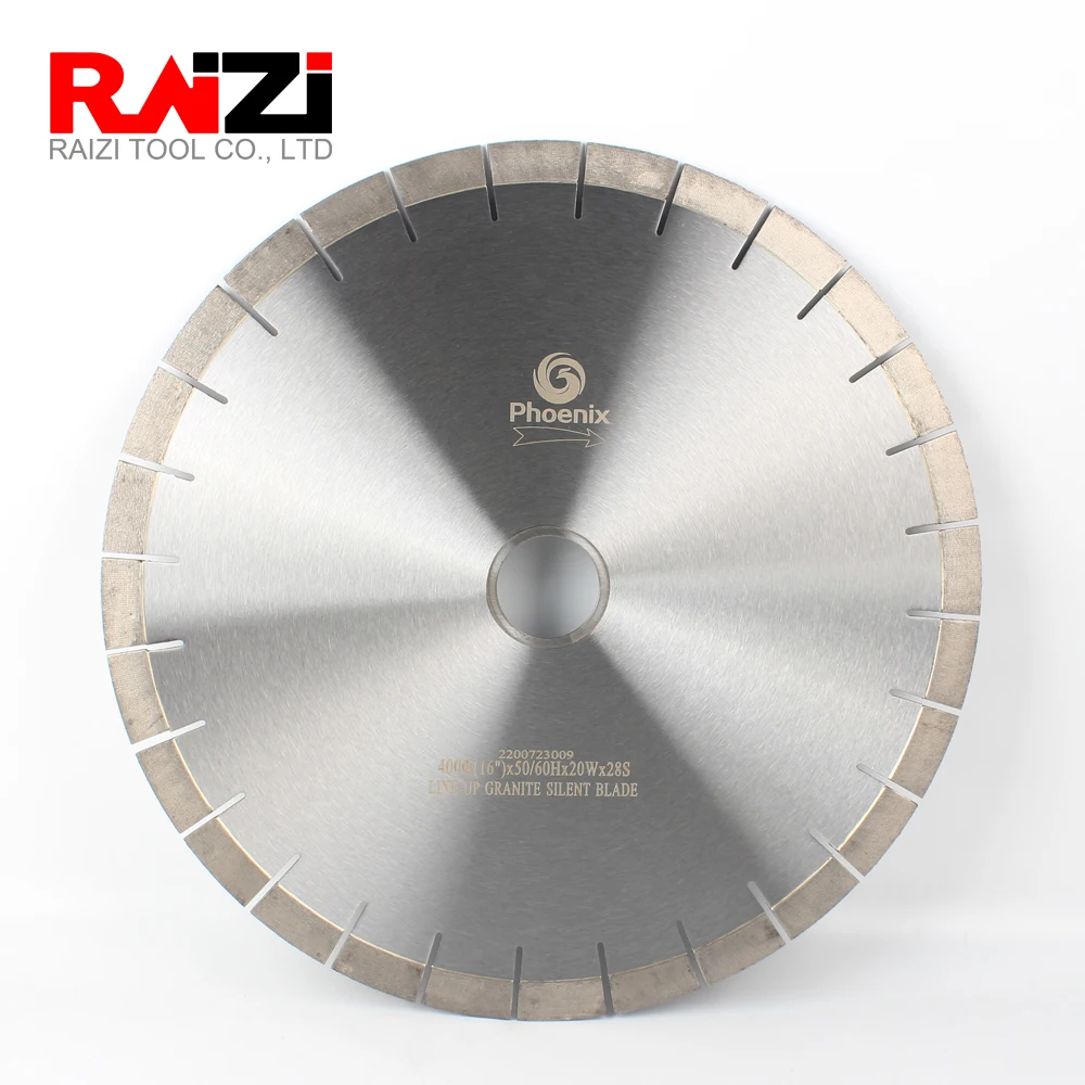 

Raizi 16 Inch/400mm Granite Bridge Saw Blade Diamond Silent Core Circular Cutting Disc 20mm Segment Premium Granite Tool