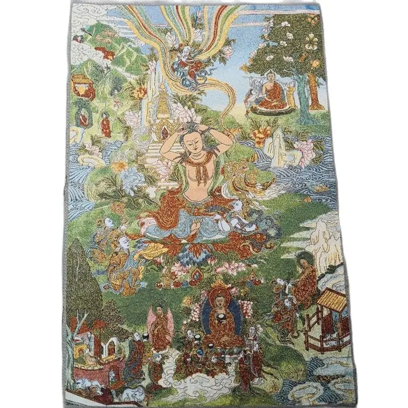 

China Old Tibet Silk Thangka Like Hanging Painting Fengshui Green Tara Portrait