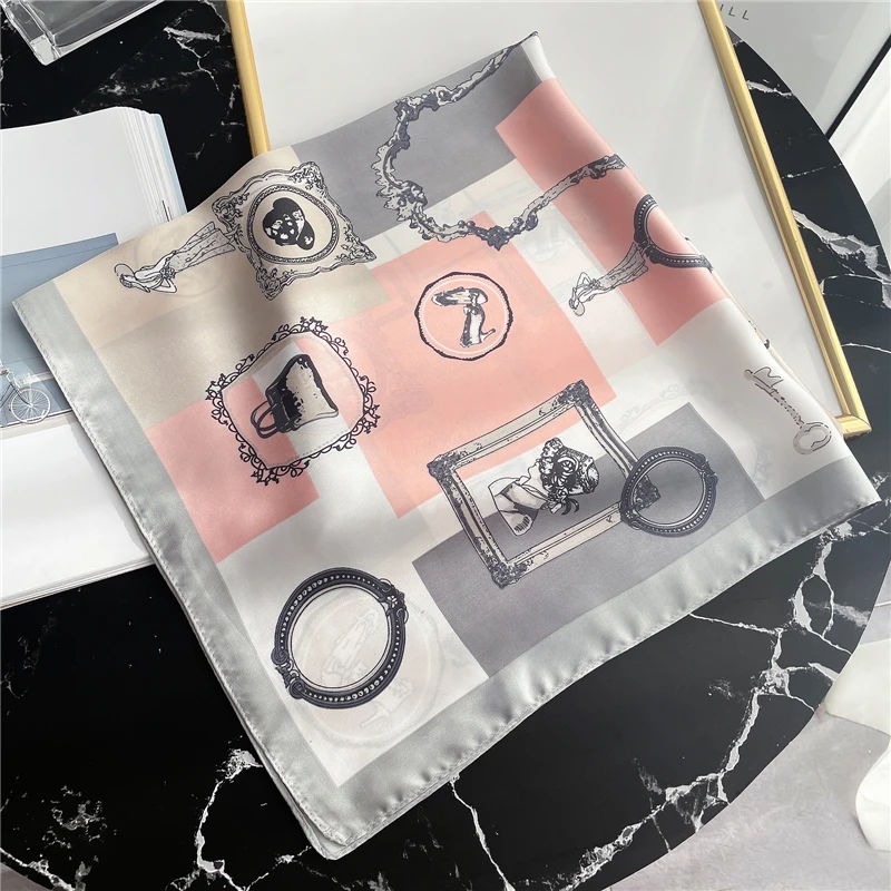 

2021 Spring New Women Scarf Silk Square Neck Foulard Hairband Shawl Lady Wrap Pashmina Neckerchief Bandana