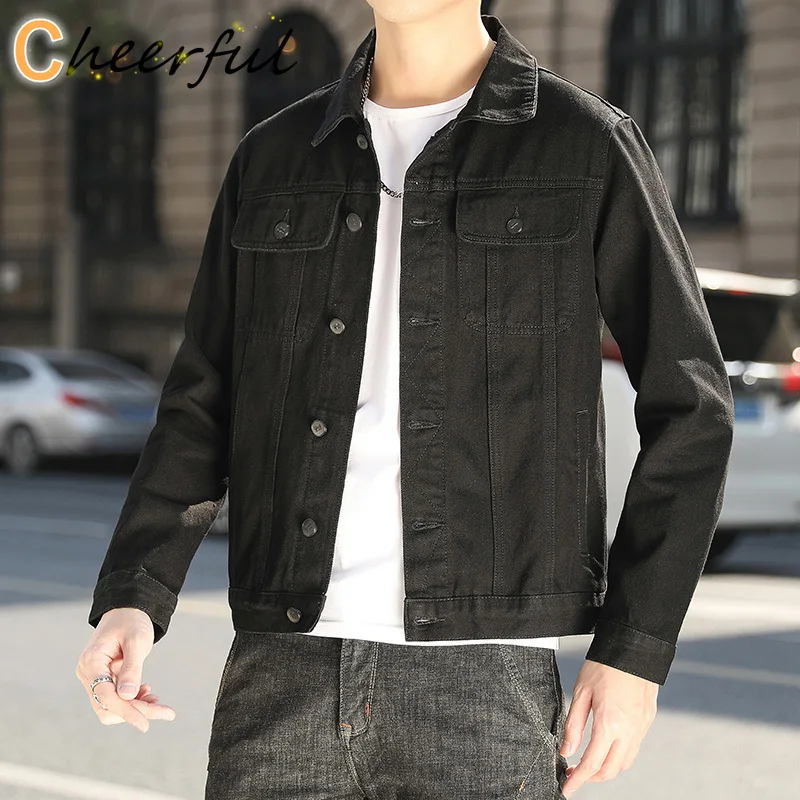 

Куртка мужская джинсовая в стиле Харадзюку, универсальная ковбойская Студенческая черная моющаяся куртка, одежда для весны и осени, 5XL