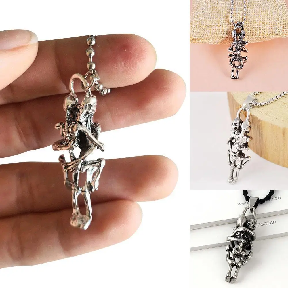 Череп пара титановая сталь ожерелье человеческий скелет Мужская Личность любовь