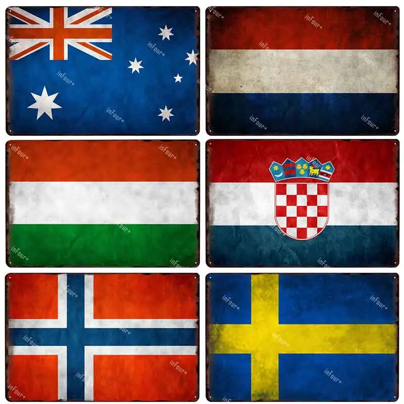 Австралия Нидерланды Венгрия Хорватия Норвегии Швеции Флаг металлический знак