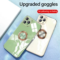 l uxury plating silicone ring bracket phone case for iphone 13 12 11 pro xs max xr x 8 7 plus ultra thin magnetic holder cover