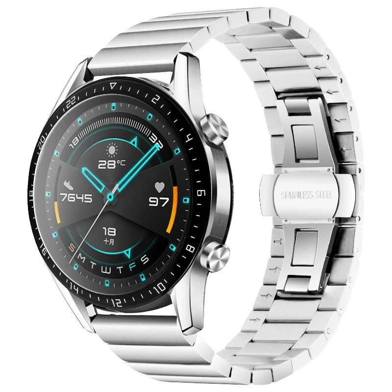 Фото Ремешок 20 мм/22 мм из нержавеющей стали для Samsung Galaxy watch 3/46 мм/42 мм/Active 2/Gear S3 Frontier, браслет Huawei GT-2-2e-pro №3