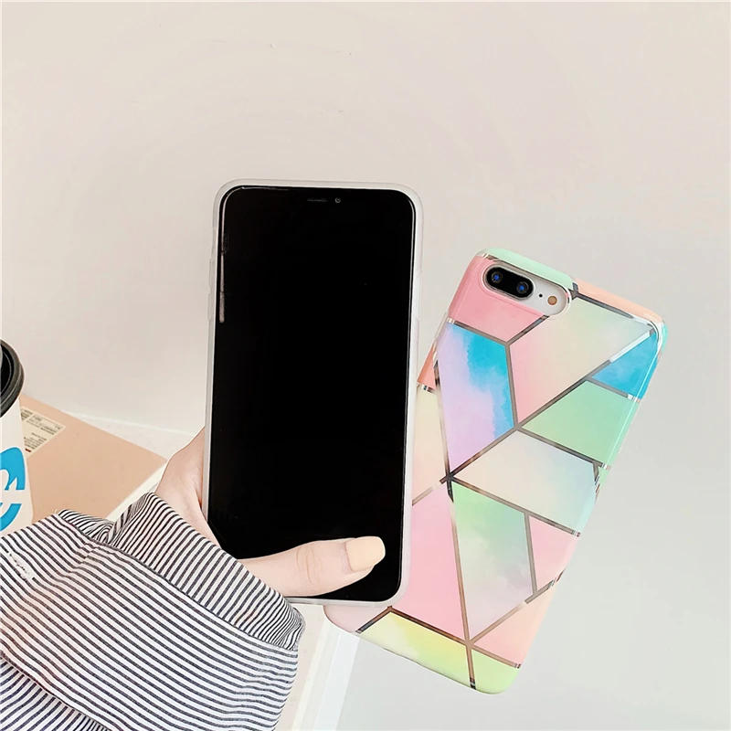 Чехол с градиентным узором для IPhone X 8 6 6s 7 Plus Мягкий полиуретановый край iPhone XS MAX XR |
