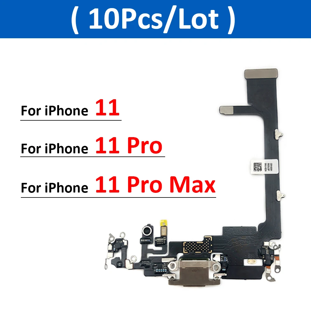 

10Pcs/Lot, Micro USB Charger Dock Connector Charging Port Microphone Flex Cable For iPhone 11 Pro Max Replacement Parts