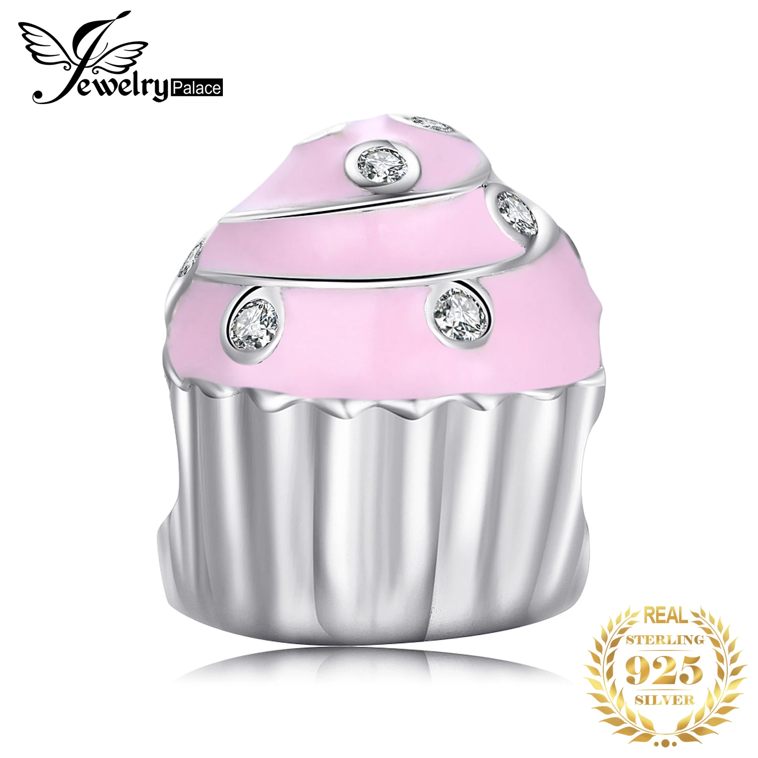 Jewelrypalace стерлингового серебра 925 Кекс розовой эмалью жемчужный бисер Подвески Fit
