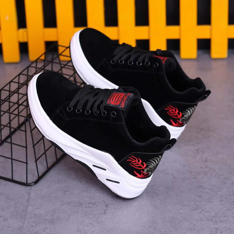 

XJRHXJR Plush Inside PU Warm Sneakers Shoes Women Furry Flats Shoes Woman Loafers Walking Footwear Winter Sneaker Zapatos Mujer