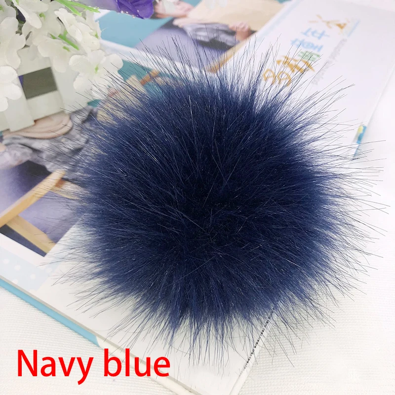 

12CM DIY Luxury Fur PomPom Natural Fox Hairball Hat Ball Pom Pom Handmade Large Hair Ball Hat With rubber band