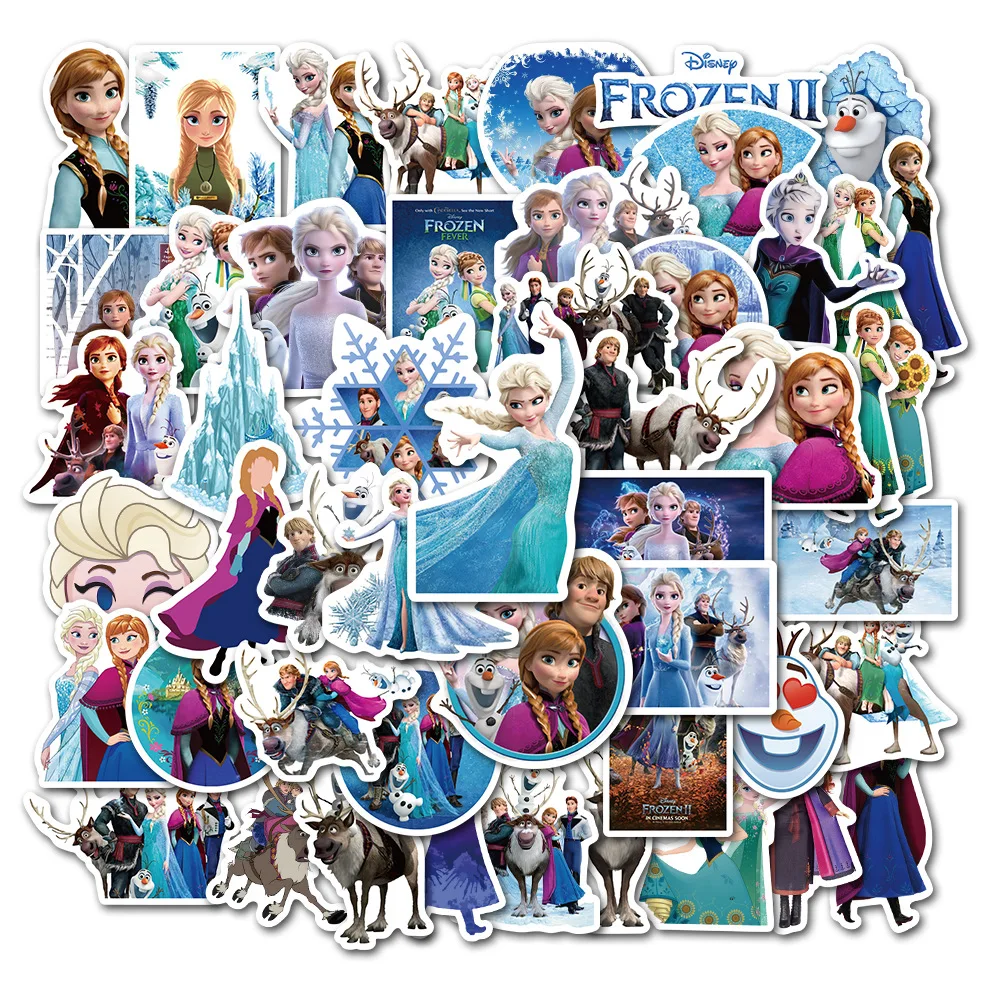 50 pcs/Pack Frozen 2 Stickers Princess Elsa for Car Motorcycle Phone Travel Luggage Trolley Laptop Computer Sticker Toy