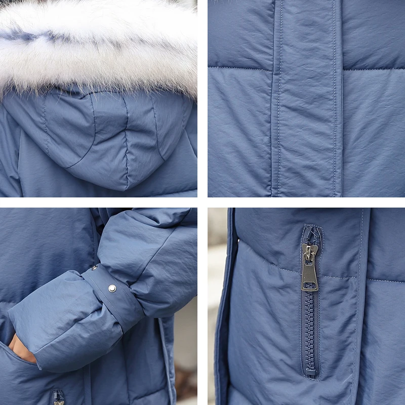 Женские зимние парки с густым меховым воротником однотонные куртки капюшоном из