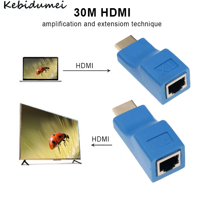30 м HDMI совместимый удлинитель локальной сети к ресиверу RJ45 TX RX Cat5e CAT6 Ethernet кабель