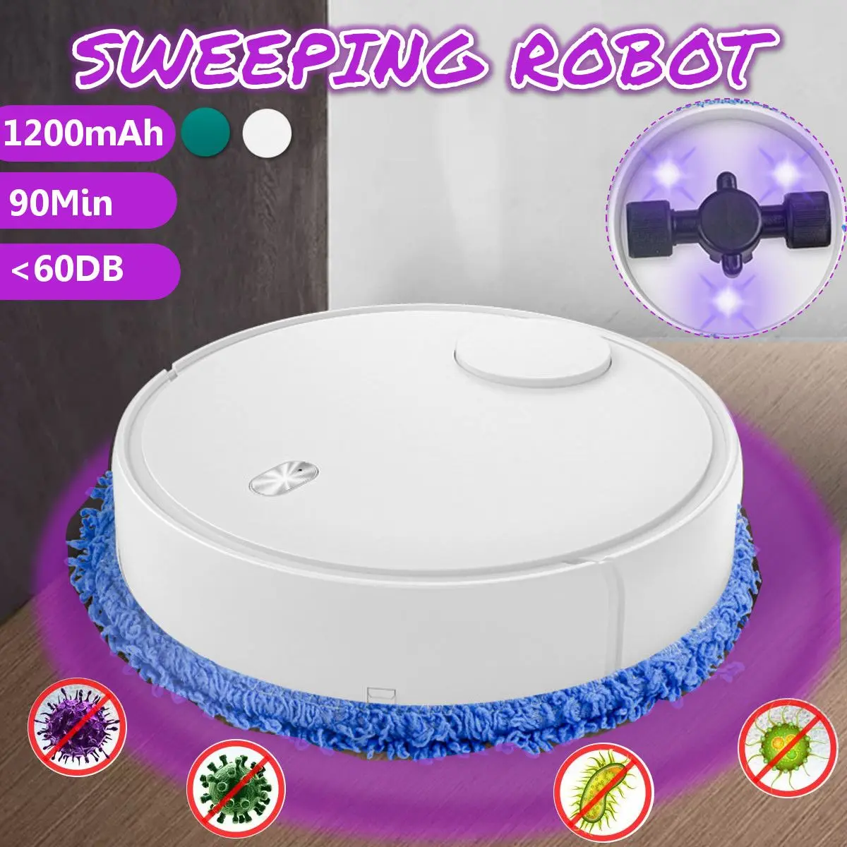 

Automatic Sweeping Robot Dry And Wet UV Sterilization USB Charging Intelligent Cleaning Machine Household Vacuum Cleaners