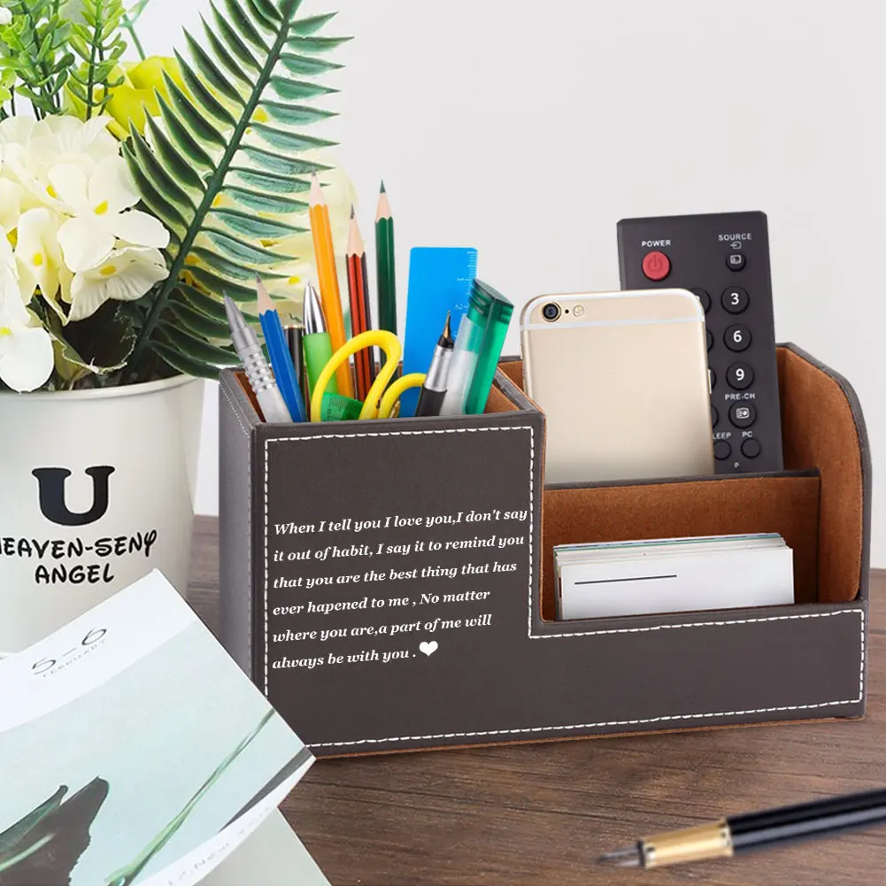 

Simple Creative Practical Wear-Resistant Leather Pen Holder Multi-Function Office Living Room Coffee Table Desktop Storage Box