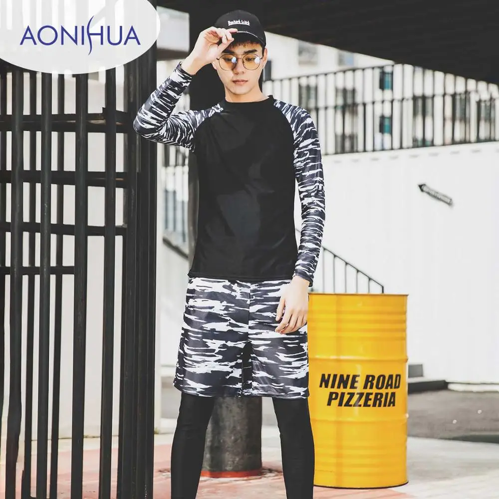 Мужской костюм для плавания с длинными рукавами Быстросохнущий купальный из