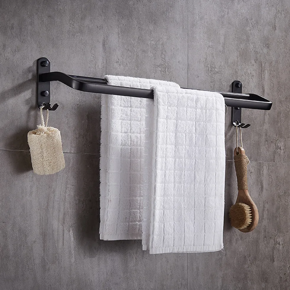 50 см черная двойная вешалка для полотенец настенное крепление пространство