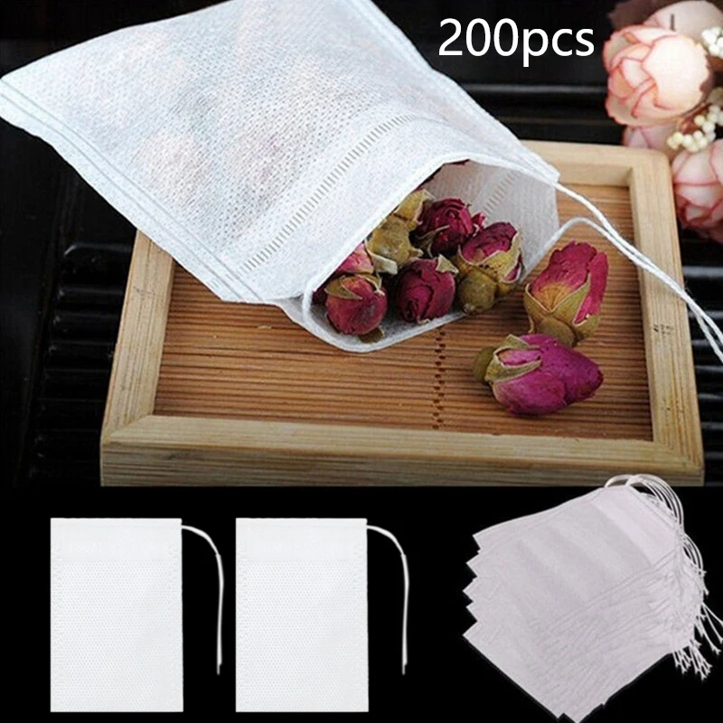 

200Pcs/Lot Teabags 8X12cm Empty Disposable Tea Bags With String Heal Seal Filter Paper For Herb Loose Tea