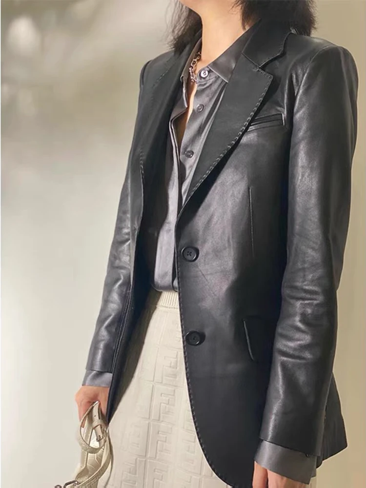 High Quality Spring Women's Lady's Thin Real Sheepskin Leather Women Slim Genuine Leather Jacket Coat