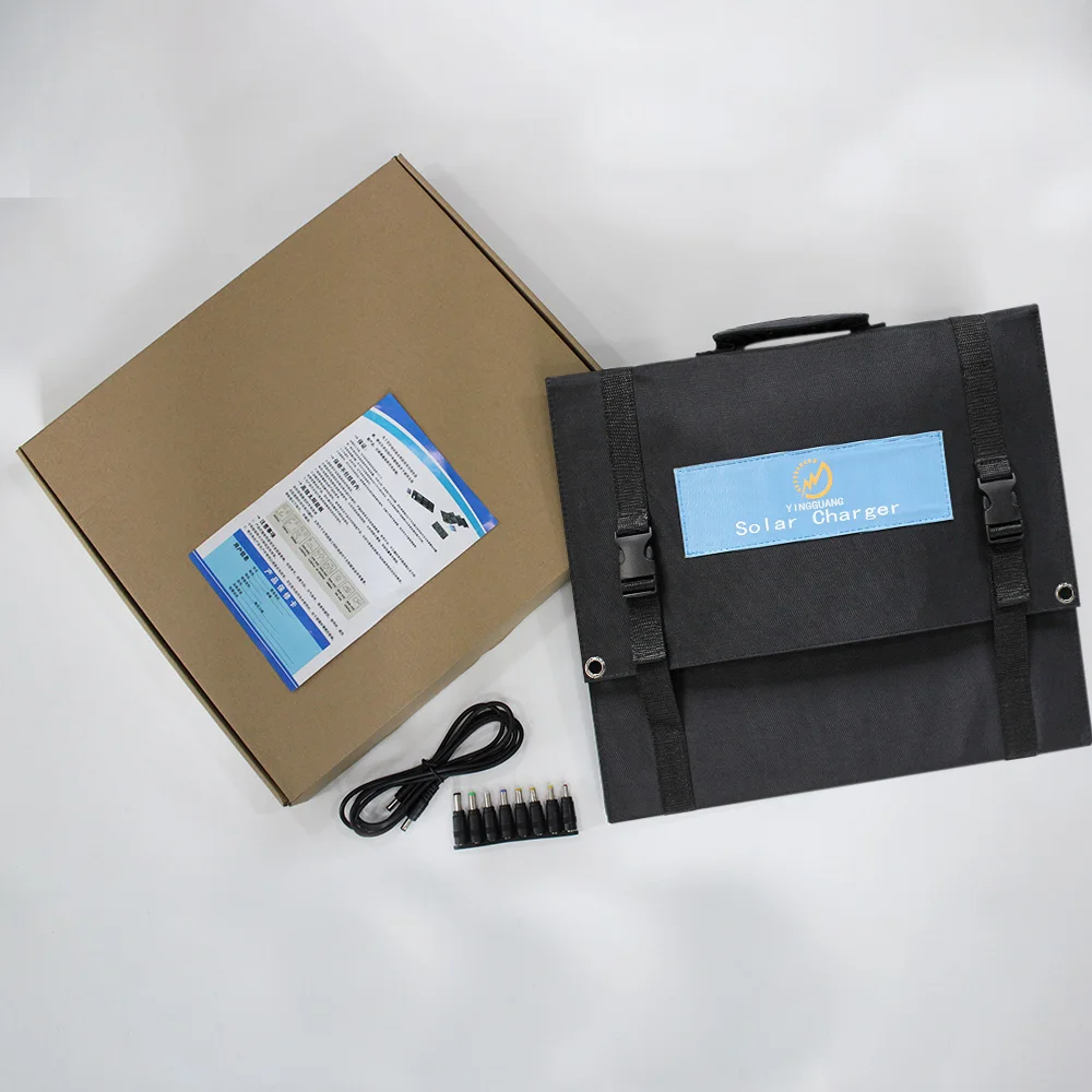 Складное портативное зарядное устройство от солнечной энергии с 60w 18v DC usb PD 3 в 1