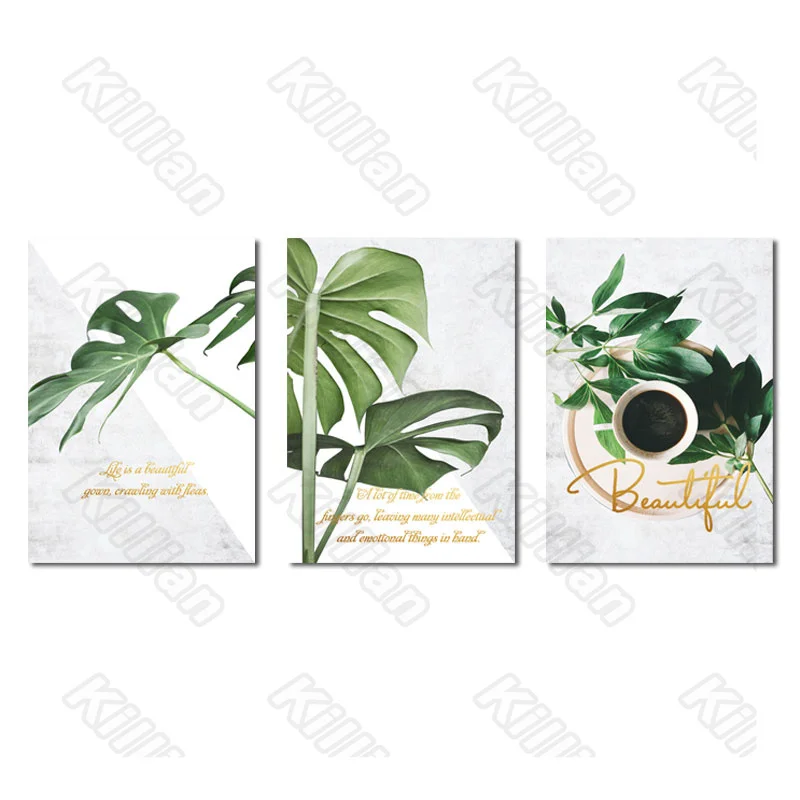 

Plants Style Green Leafs Frameless Residential Bedroom Decoration Living Room Botanical Canvas Painting Hd Print Frescoes