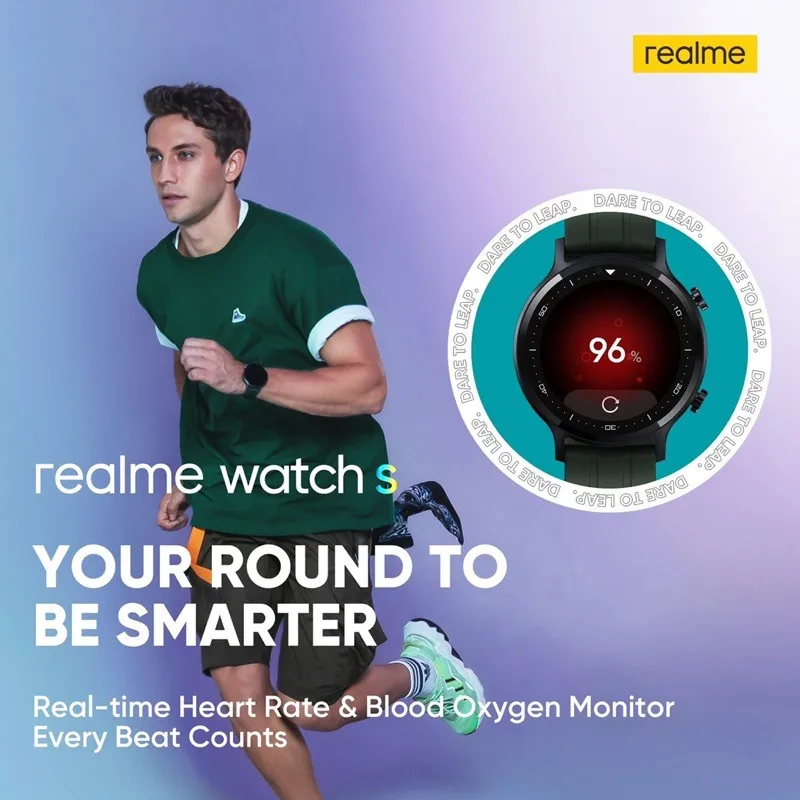 

realme Watch S Smart Round Clock Heart Rate Blood Oxygen Monitor 1.3 Auto Brightness Touchscreen 15-Day Battery Life