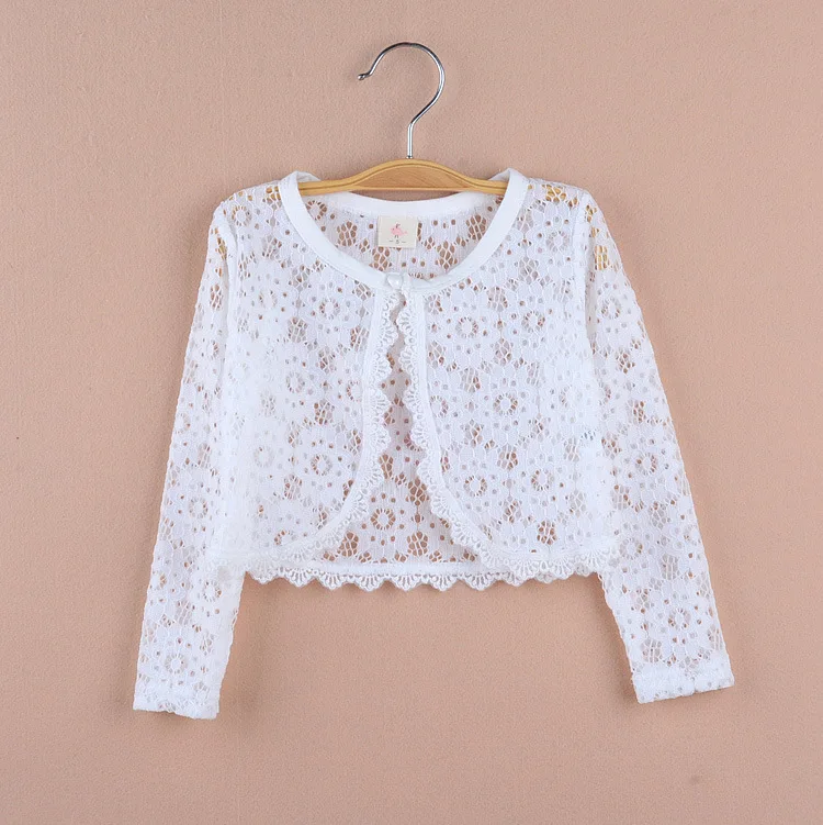 Белая кружевная открытая куртка-кардиган для девочек Пляжная верхняя одежда