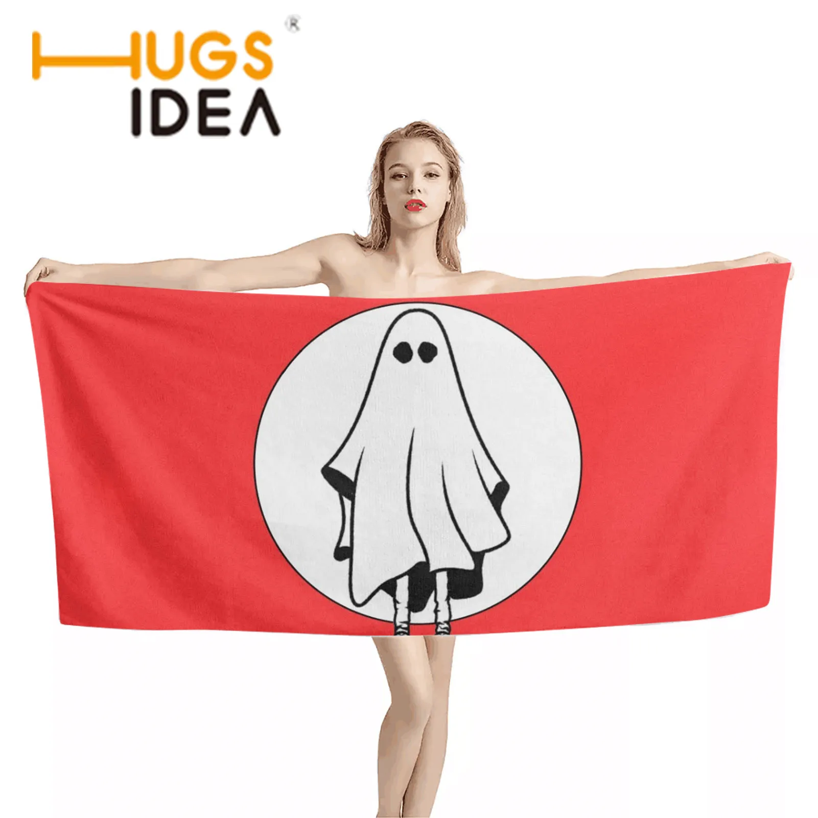 

HUGSIDEA полотенце из микрофибры с мультяшным рисунком призрака на Хэллоуин мягкое плотное пляжное полотенце для женщин переносные одеяла для ...