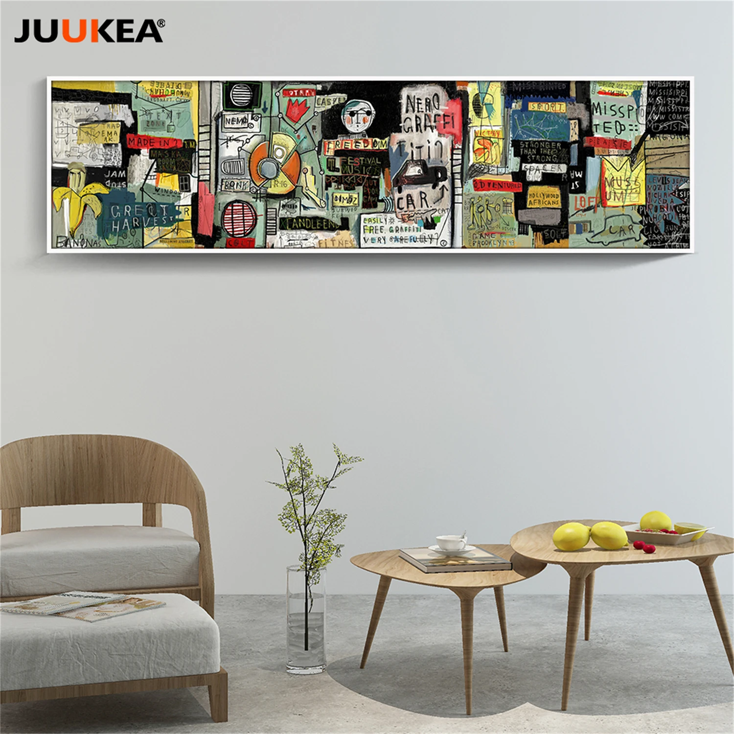 Большая абстрактная картина с изображением граффити символов Артис Мишель