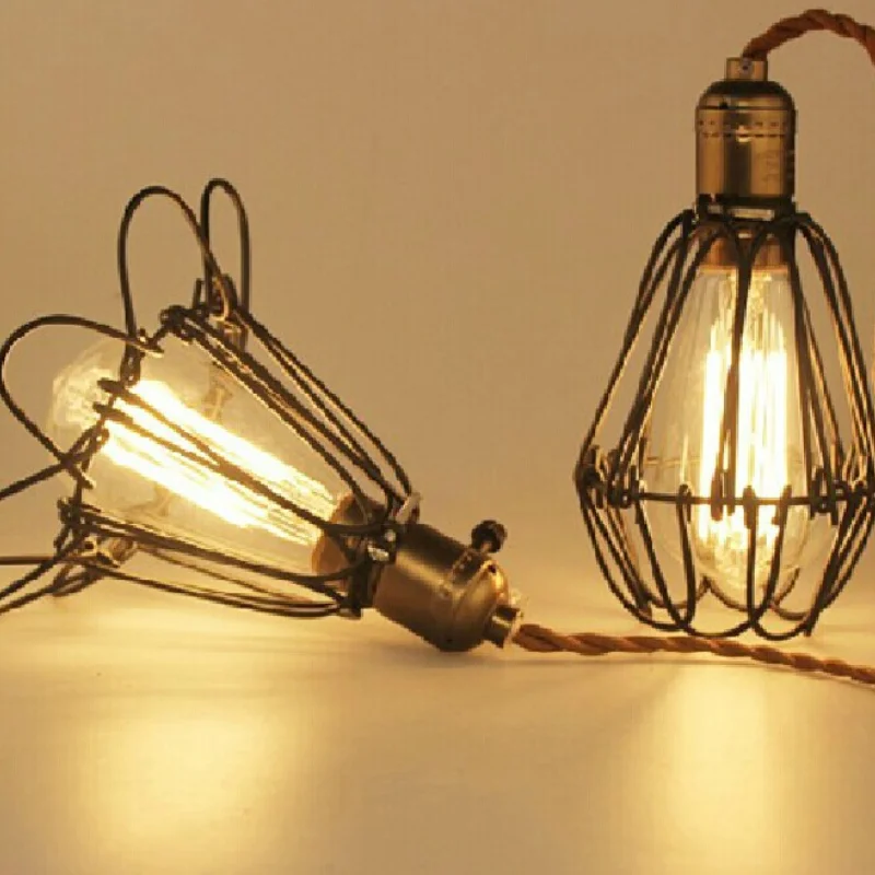 Уникальный подвесной светильник Эдисона в американском стиле с черным кабелем