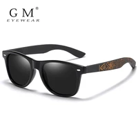 2022 gm new style fashion natural partten bamboo sunglasses for men women polarized sunglasses rectangle lenses driving uv400