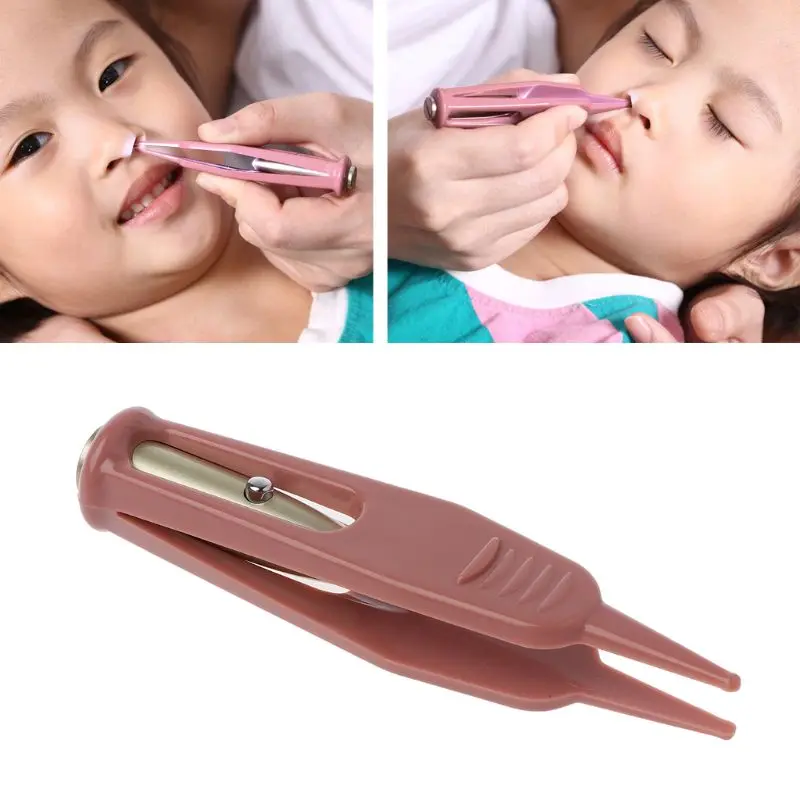 

Baby Flashlight Dig Booger Clip Infants Clean Ear Nose Navel Visible Safety Tweezers Safe Forceps Cleaning Supplies Health