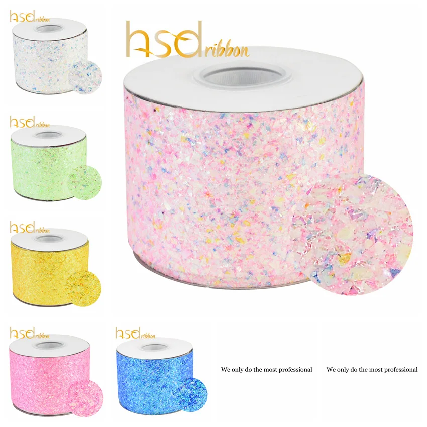 

HSDRibbon 3" 75mm Colorful Glitter Leather Fabric Ribbon 25Yards/Roll